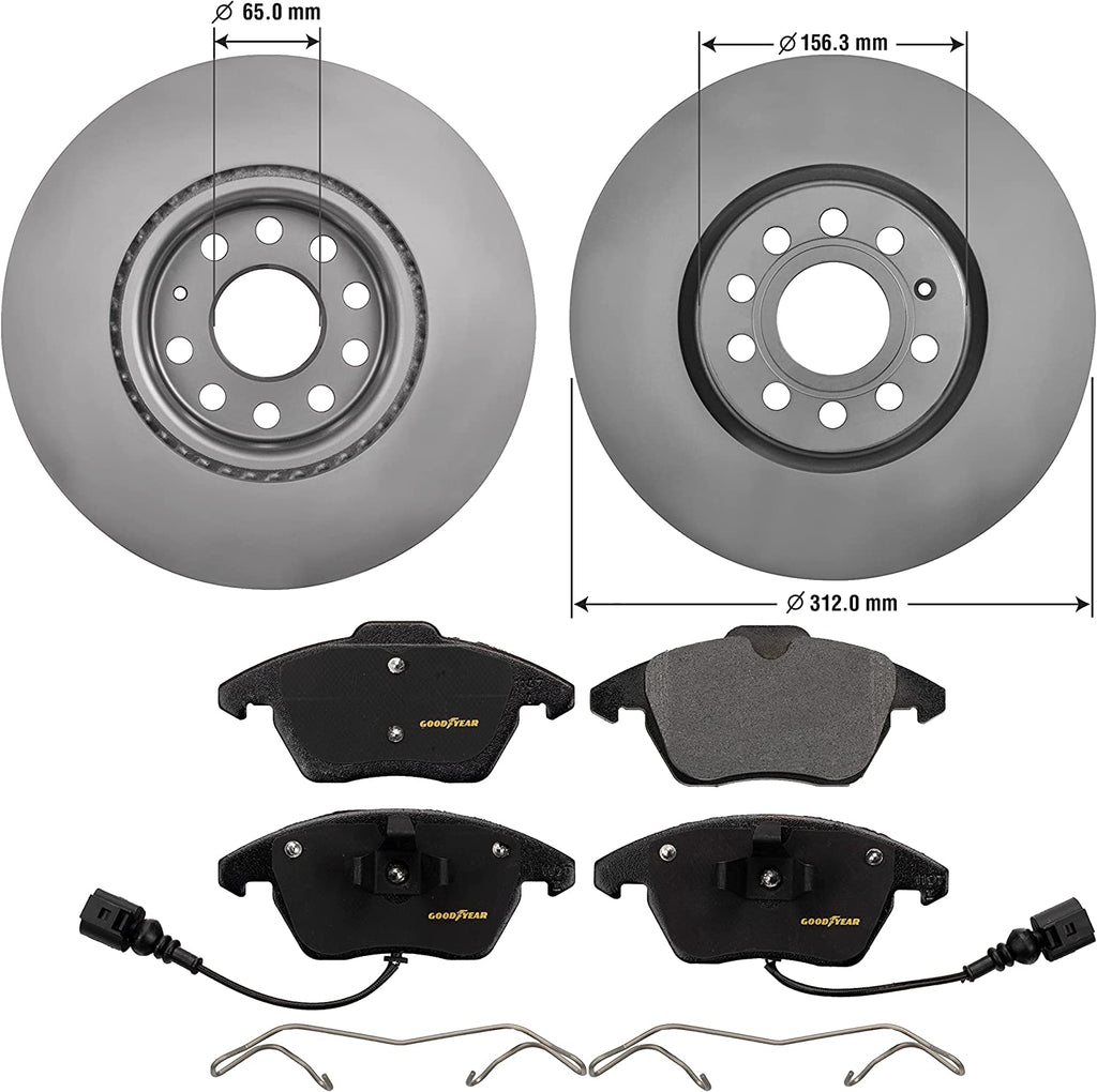 Front Brake Rotors Semi-Metallic Pads Kit for Audi A3 Seat Leon VW Beetle & More