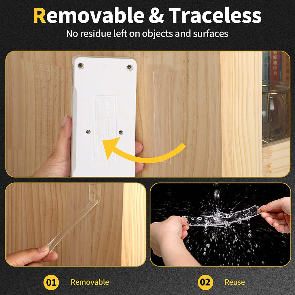 Double Sided Tape Heavy Duty, Double Stick Mounting Adhesive Tape (2 Rolls, Total 20FT), Clear Two Sided Wall Tape Strips, Removable Poster Tape for Home, Office, Car, Outdoor Use