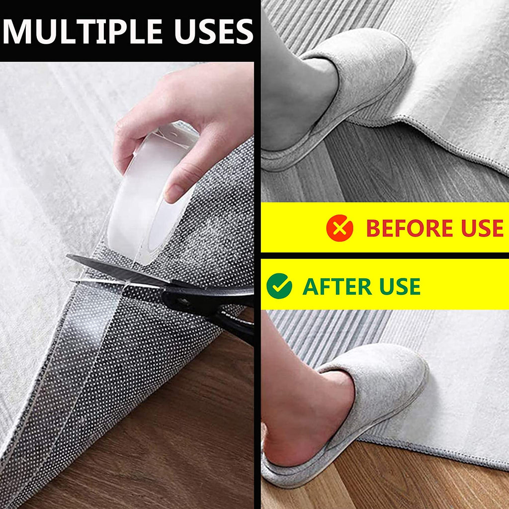 Rvhouse Double Sided Tape 1.18" Medium Roll Clear Mounting Tape Nano Removable Tough Sticky Adhesive for Carpet Picture Poster Office Home RV Decoration 1 Pack