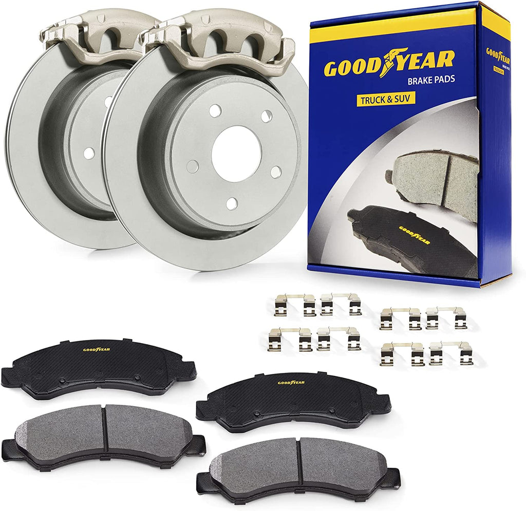 Rear Brake Kit Calipers Rotors Ceramic Pads for Ford Trucks Goodyear