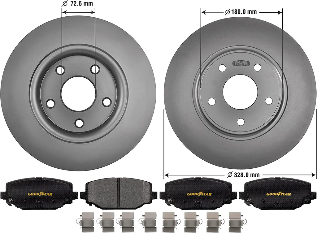 Rear Brake Rotors & Carbon-Ceramic Pads Kit for Chrysler Dodge & Ram Mini Vans