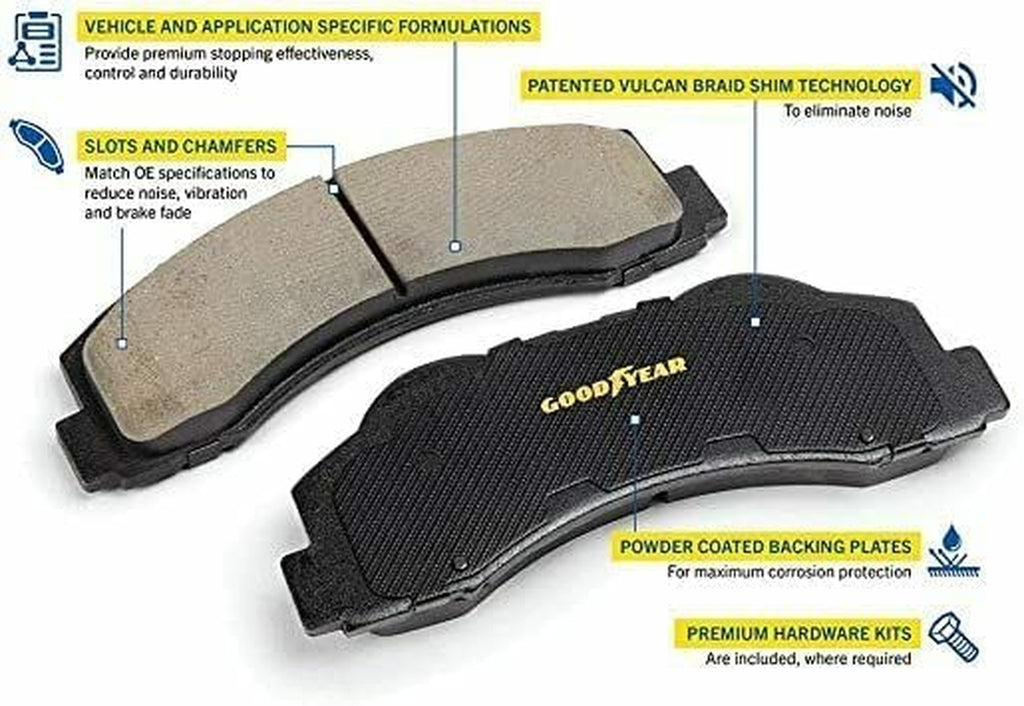 Front Brake Rotors Ceramic Pads Kit for 11-12 Hyundai Elantra Goodyear PRK3620F