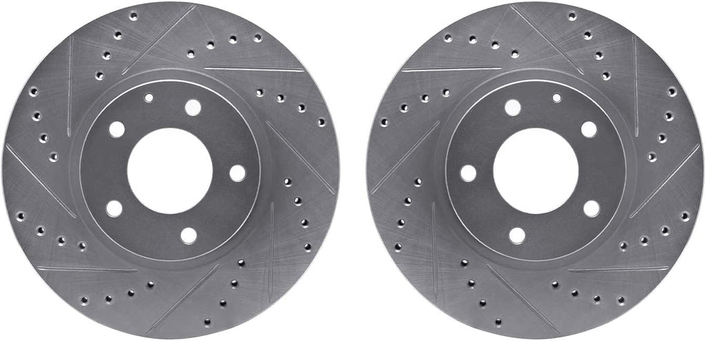 Front Brake Rotors-Drilled and Slotted-Silver 7002-80037