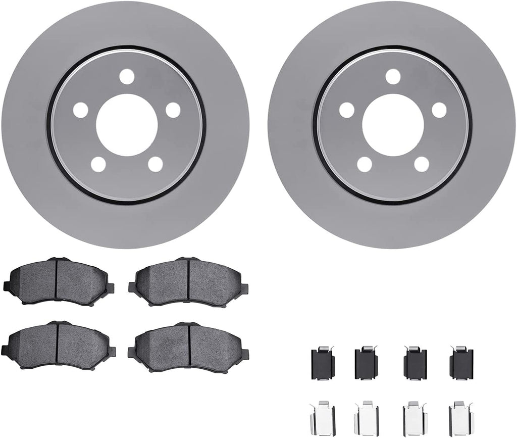 Front Geospec Brake Rotors with 5000 Euro Ceramic Brake Pads Includes Hardware 4612-42009