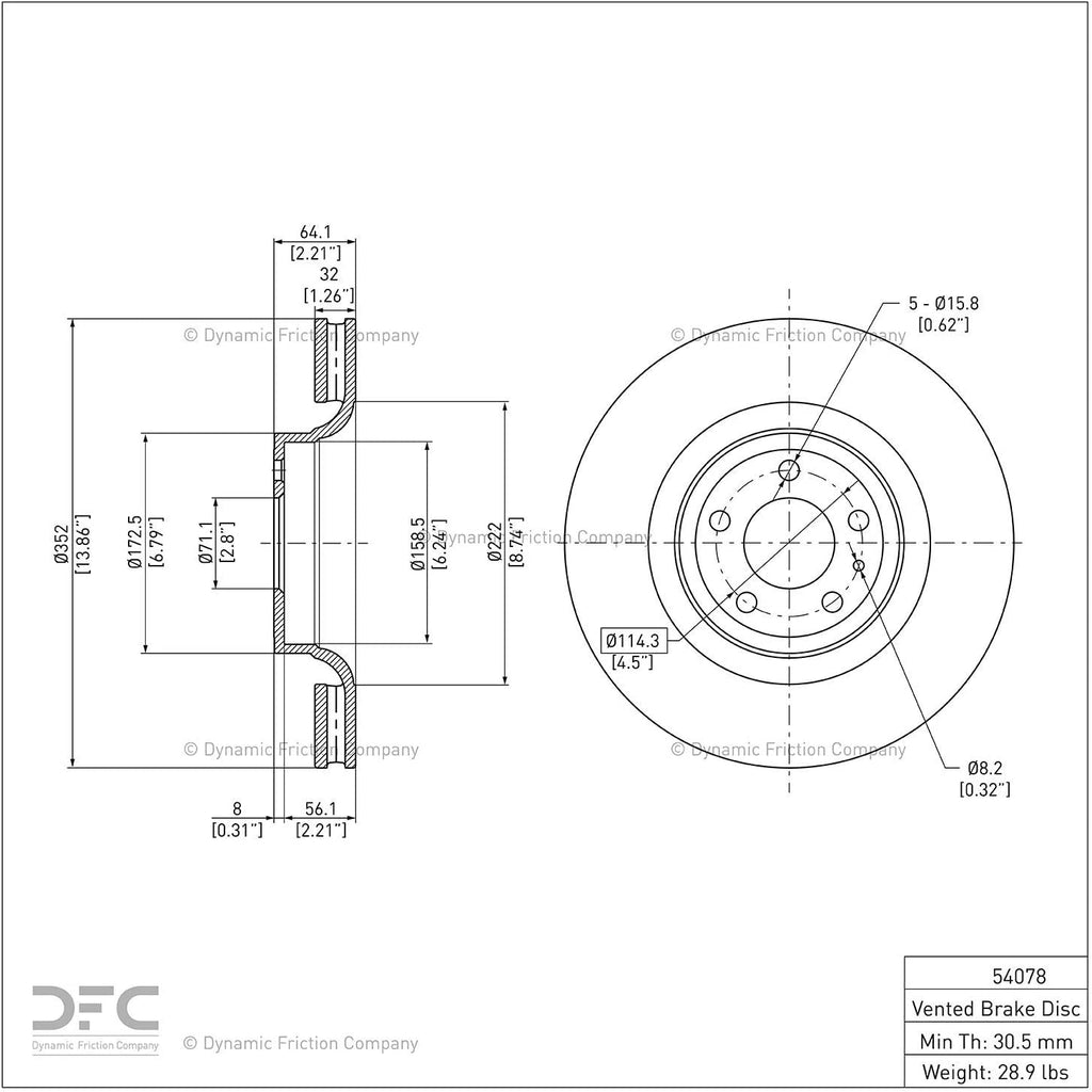 Front  Disc Brake Rotor 600-54078 (1) for 2015-2020 Ford Mustang