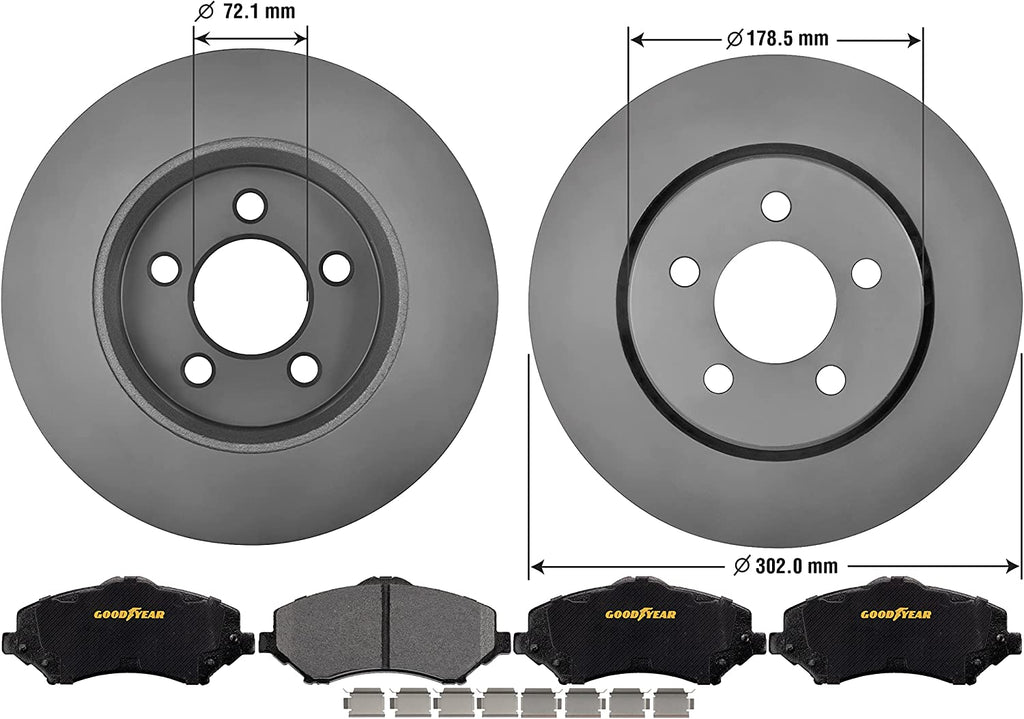 Front Brake Rotors Carbon-Ceramic Pads for 07-12 Dodge Nitro 08-12 Jeep Liberty