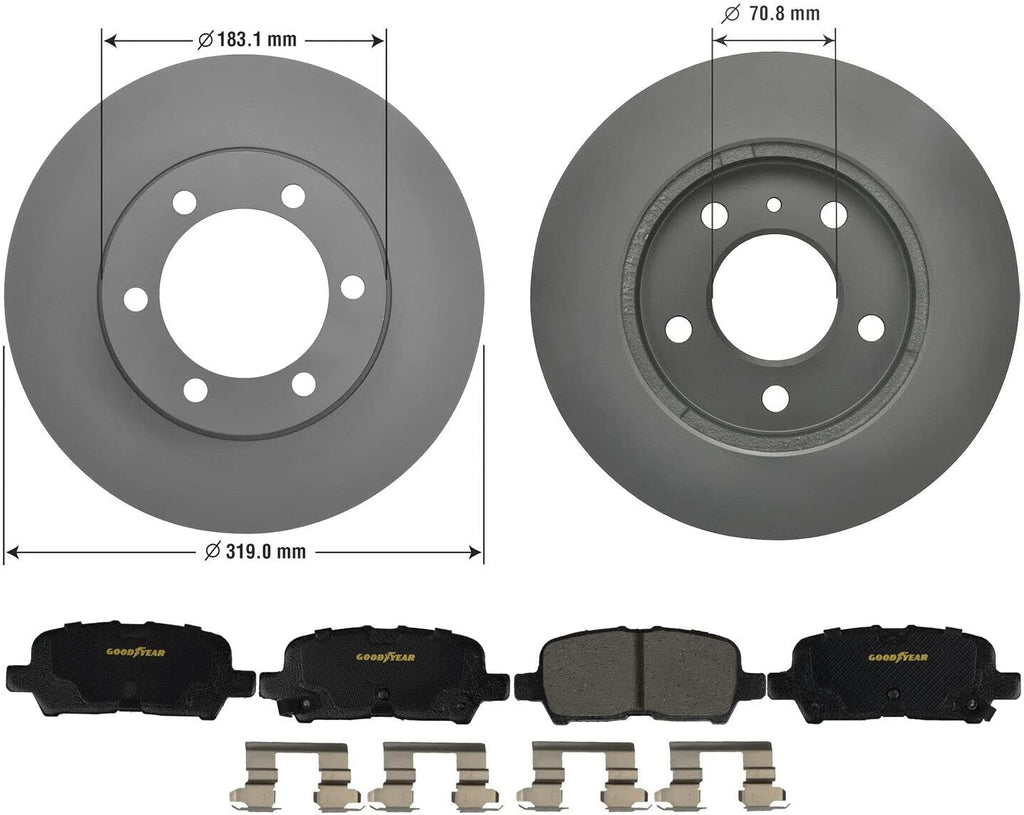 Rear Brake Rotors & Ceramic Pads Kit for Chevy Impala Buick Grand Prix & More