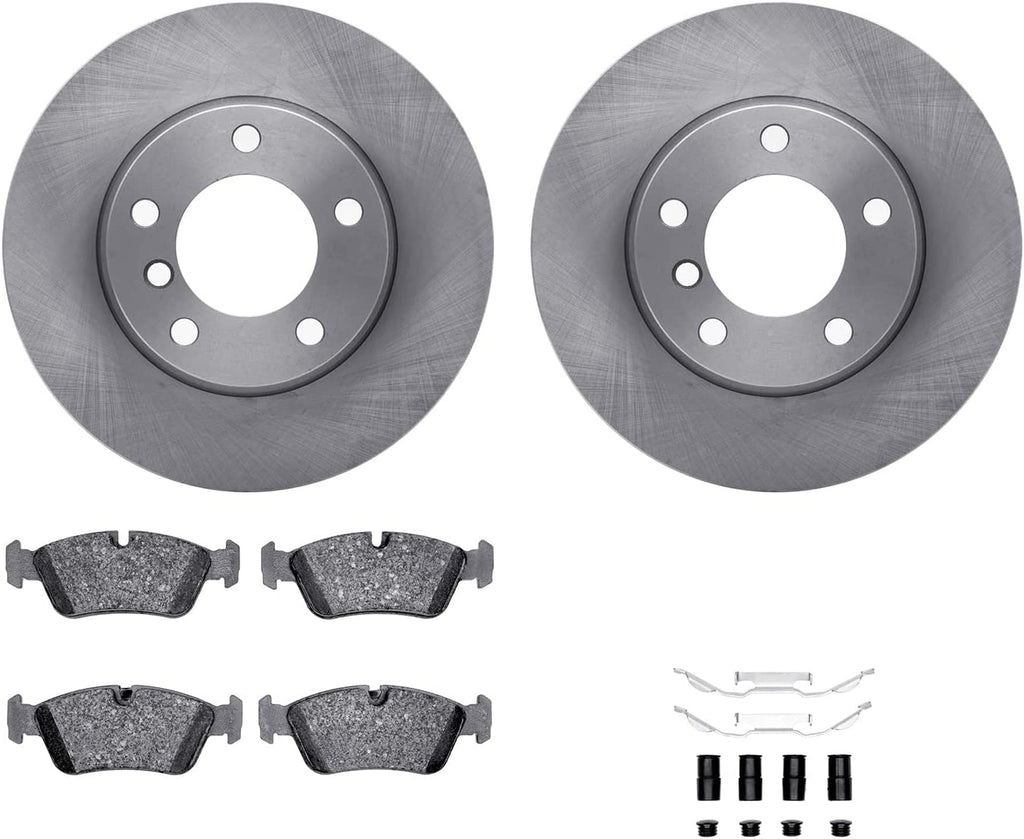Front Brake Rotors with 5000 Euro Ceramic Brake Pads Includes Hardware 6612-31141