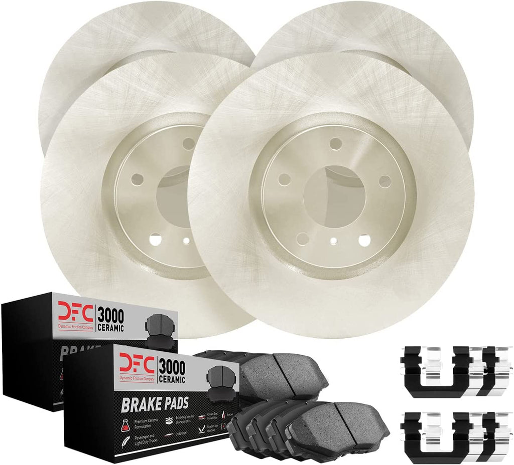 Front and Rear Brake Rotors with 3000 Series Ceramic Brake Pads Includes Hardware 6314-39010