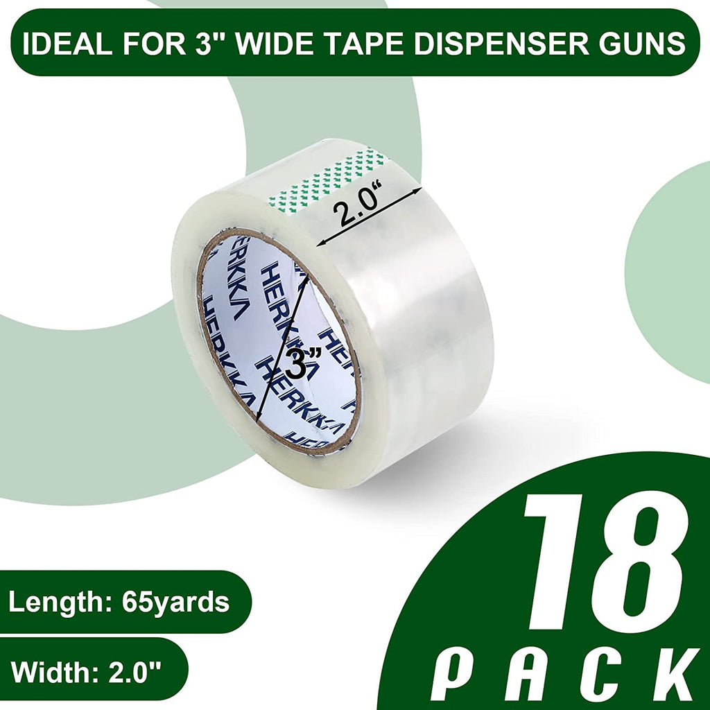 Clear Packing Tape,  18 Rolls Heavy Duty Packaging Tape for Shipping Packaging Moving Sealing, Thicker Clear Packing Tape, 2 Inches Wide, 65 Yards per Roll, 1170 Total Yards