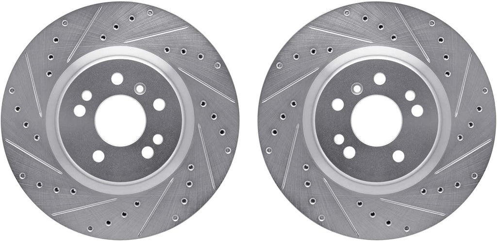 Front Brake Rotors-Drilled and Slotted-Silver 7002-63073