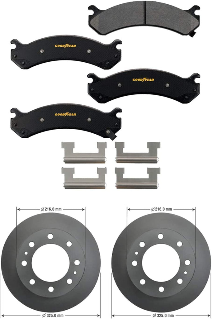 GYD784 Automotive Carbon Ceramic Truck and SUV Front Brake Pads and 2144036GY Antiox Automotive Vehicle Vented Front Brake Rotor (2 Pack)
