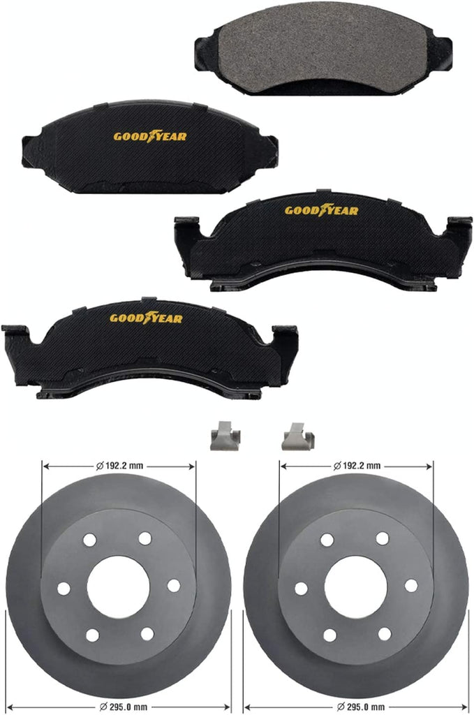 GYD52 Automotive Carbon Ceramic Truck and SUV Front Brake Pads and 214476GY Antiox Automotive Vehicle Vented Front Brake Rotor (2 Pack)