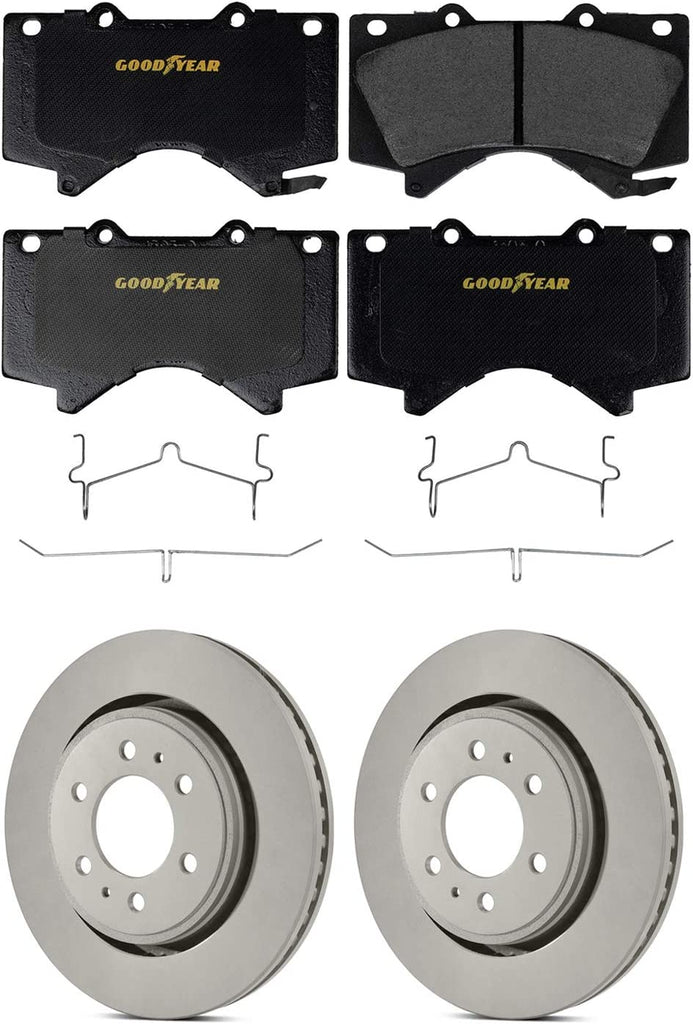 GYD1303 Automotive Carbon Ceramic Truck and SUV Front Brake Pads and 2126040GY Antiox Automotive Vehicle Vented Front Brake Rotor (2 Pack)