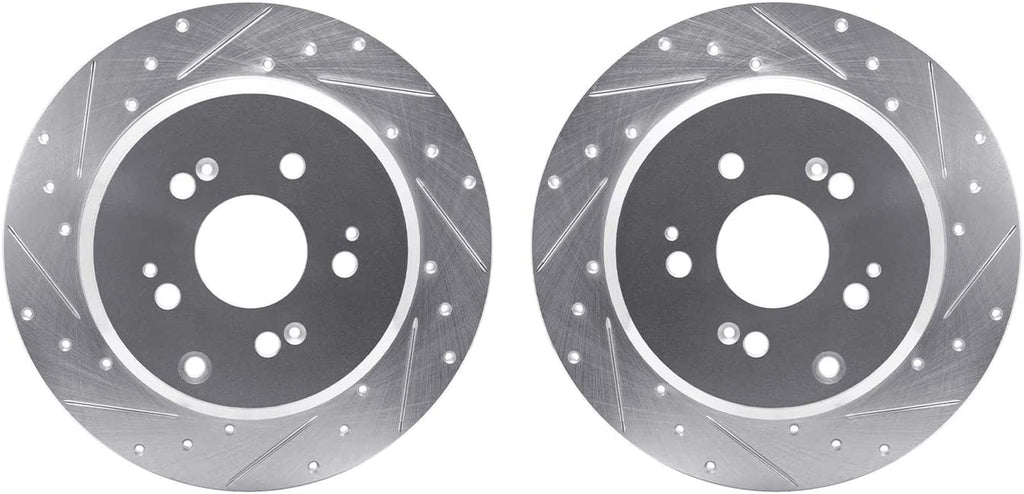 Rear Brake Rotors-Drilled and Slotted-Silver 7002-59052