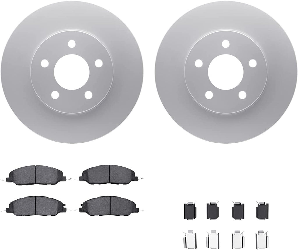 Front Geospec Brake Rotors with 5000 Euro Ceramic Brake Pads Includes Hardware 4612-54008