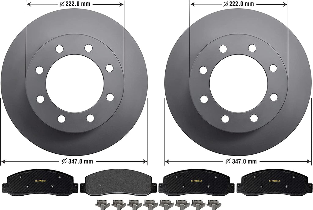 Front Brake Rotors & Carbon-Ceramic Pads for 2005-2012 Ford F250 F350 Super Duty
