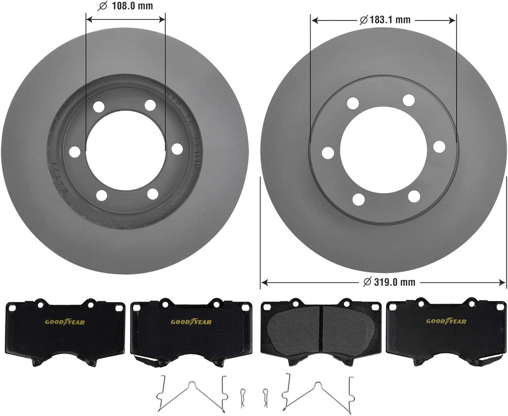 Front Brake Rotors & Ceramic Pads Kit for 03-07 Toyota Sequoia Tundra PRK76843F