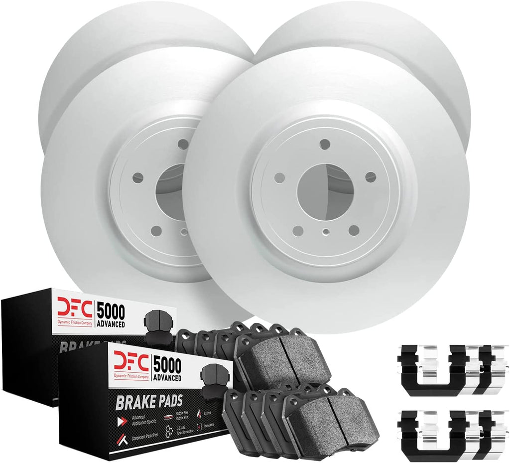 Front Rear GEOMET Brake Rotors with 5000 Advanced Brake Pads Includes Hardware 9514-46039