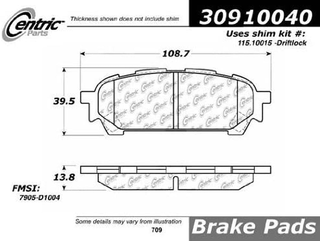 Centric Parts Stoptech Disc Brake Pad 309.10040