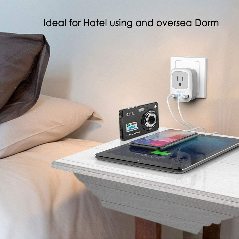 European Travel Plug Adapter 2 Pack,  International Power Outlet Adaptor with 2 USB, Type C Charger from USA to Most of Europe EU Spain Iceland Germany France Italy Israel