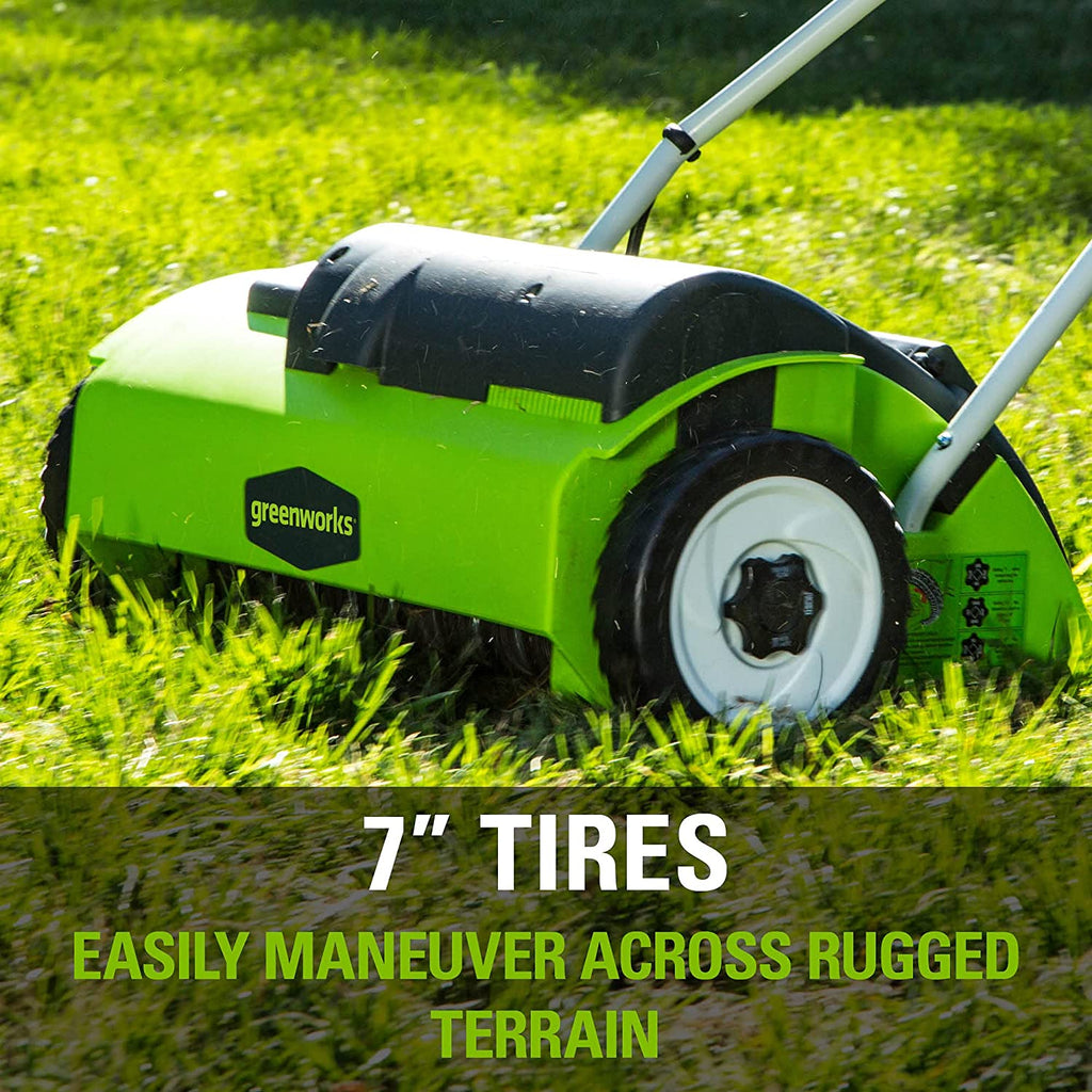 Greenworks 10 Amp 14” Corded Electric Dethatcher (Stainless Steel Tines)