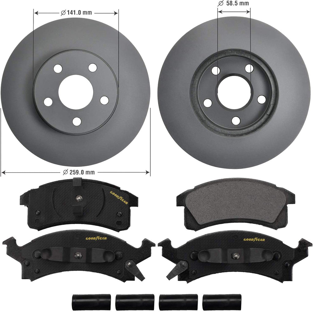 GYD506 Premium Semi Metallic Automotive Vehicle Front Brake Pads & 214462GY Premium Antiox Automotive Vehicle Front Brake Rotor (2 Pack)