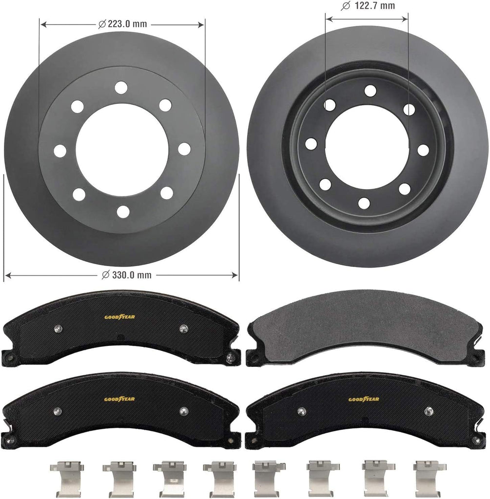 Vehicle Front Brake Bundle with Automotive Carbon Ceramic Truck and SUV Front Brake Pads and Premium Antiox Coated Rear Brake Rotors