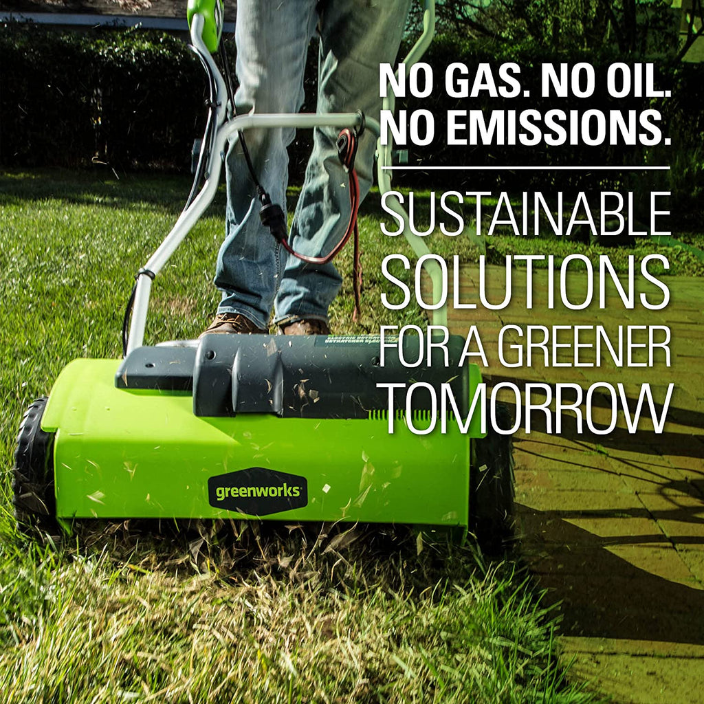 Greenworks 10 Amp 14” Corded Electric Dethatcher (Stainless Steel Tines)