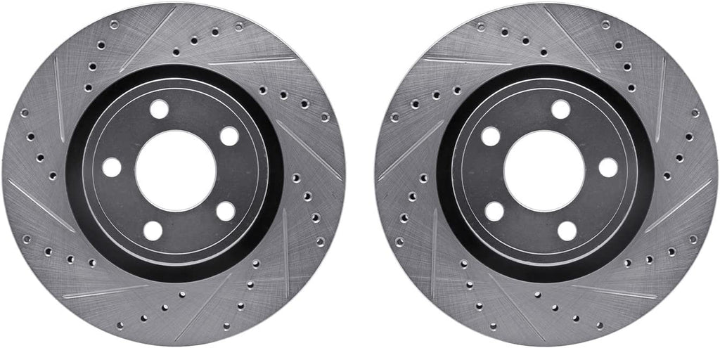 Front Brake Rotors-Drilled and Slotted-Silver 7002-54159