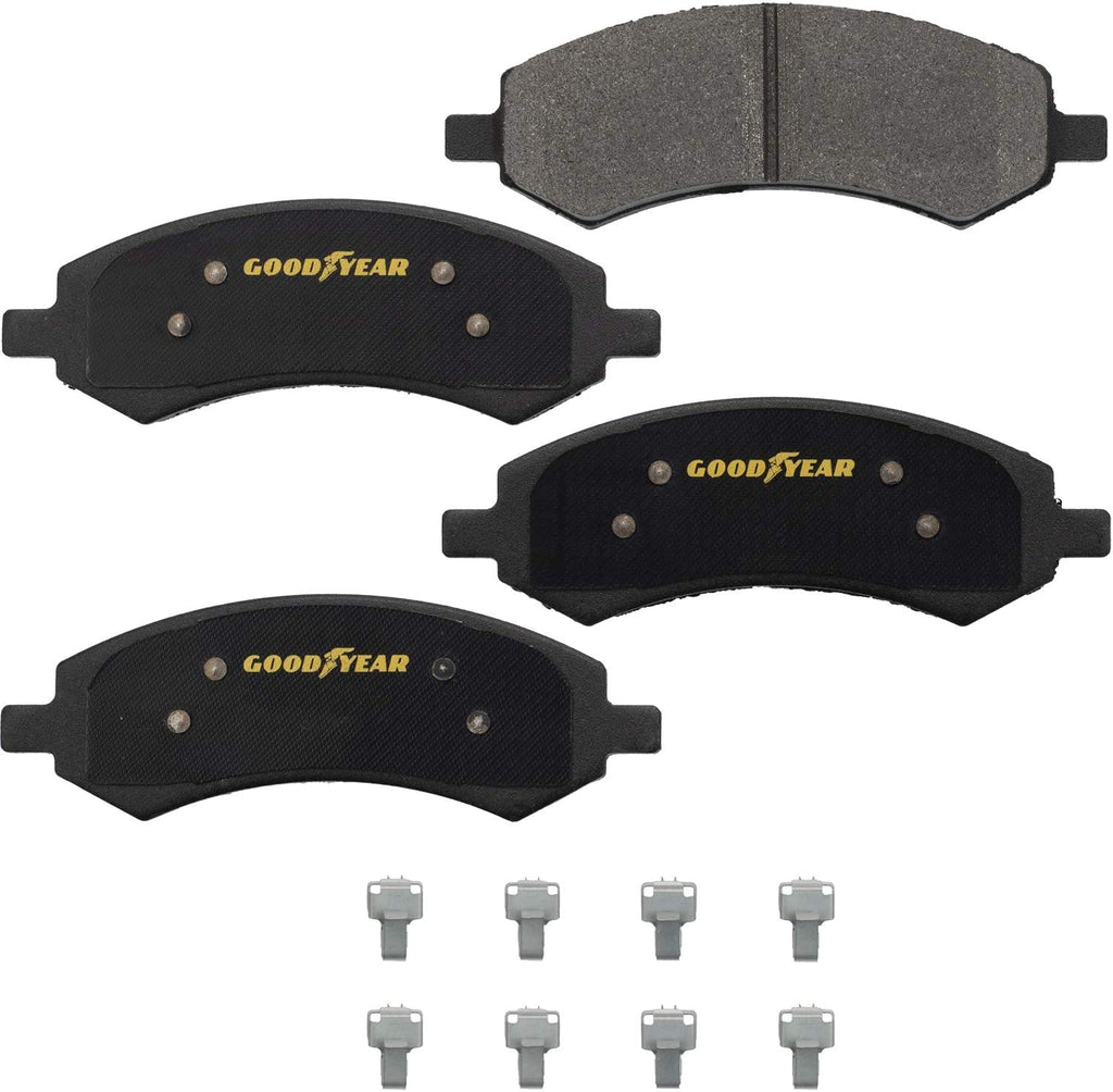 GYD1084 Automotive Carbon Ceramic Truck and SUV Front Brake Pads Bundle with  214114GY 2 Pack Antiox Automotive Vehicle Vented Front Brake Rotor