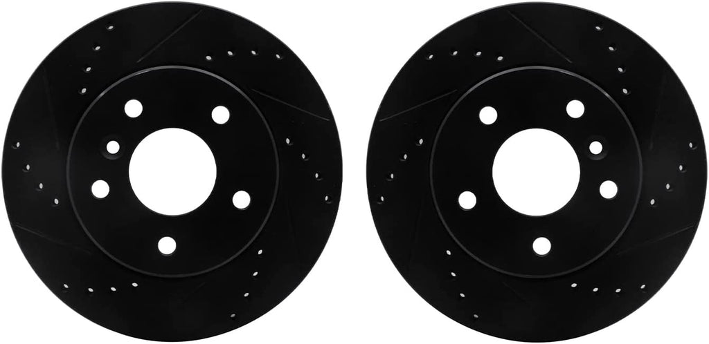 Front Brake Rotors-Drilled and Slotted-Black 8002-11003