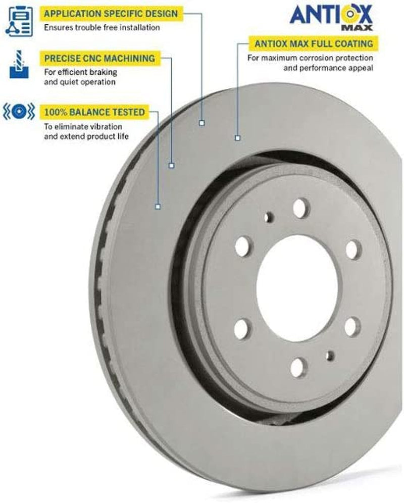 GYD785 Automotive Carbon Ceramic Truck and SUV Front Brake Pads and 2144036GY Antiox Automotive Vehicle Vented Front Brake Rotor (2 Pack)