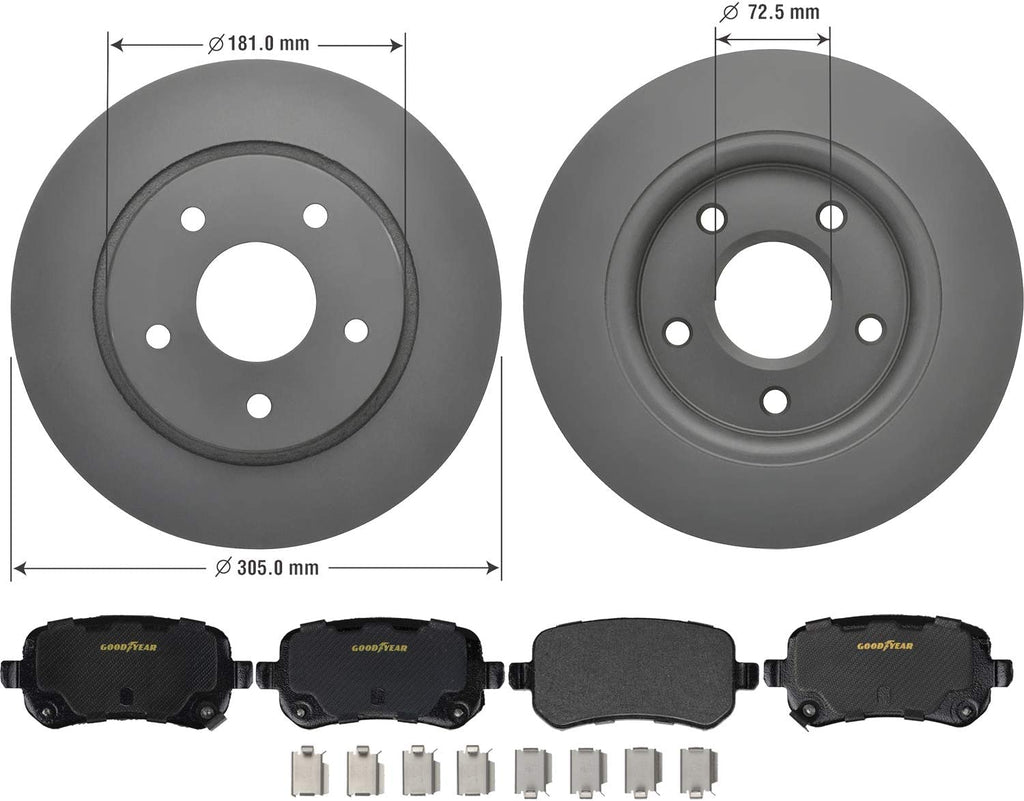 Rear Brake Rotors & Ceramic Pads Kit for Chrysler Dodge VW & More PRK39649R