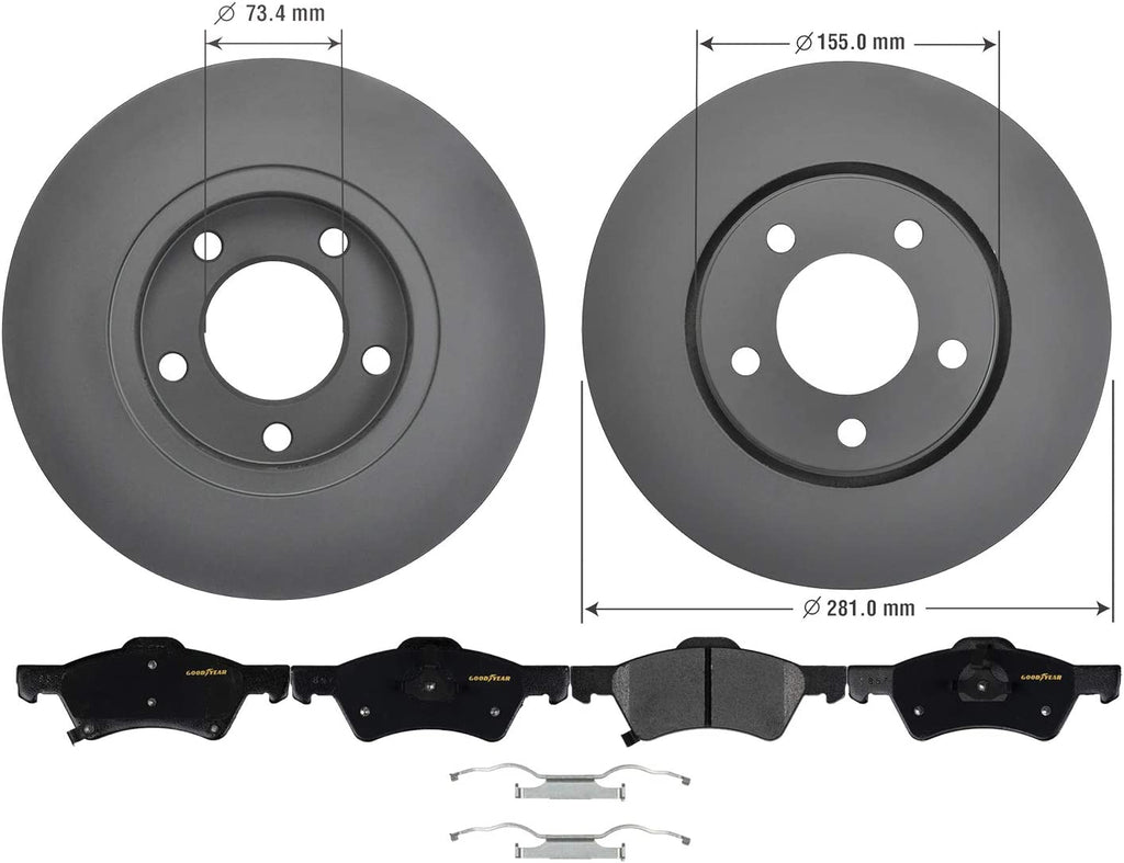 Front Brake Rotors Ceramic Pads Kit for 01-07 Chrysler Dodge Mini Van PRK39640F