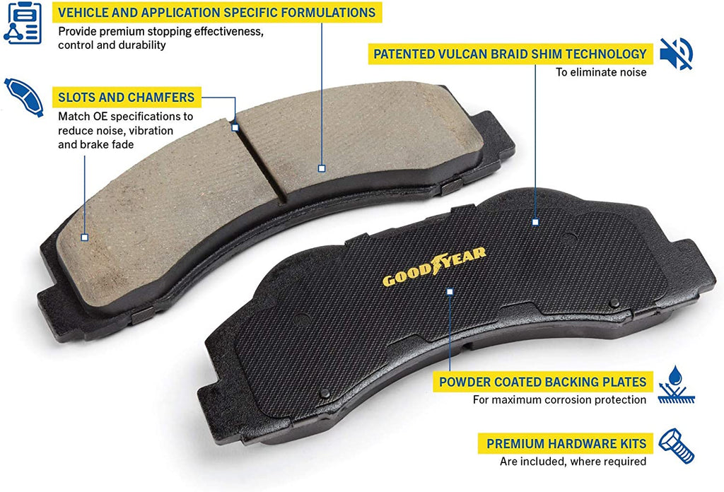 GYD370 Carbon Ceramic Automotive Front Disc Brake Pads Set Vehicle Replacement Part for Chevrolet C1500, C2500, C2500 Suburban & More