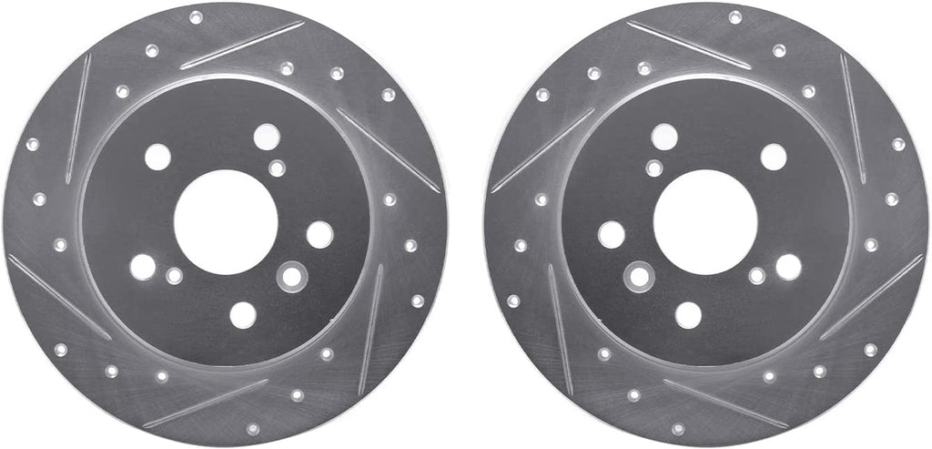 Rear Brake Rotors-Drilled and Slotted-Silver 7002-76124