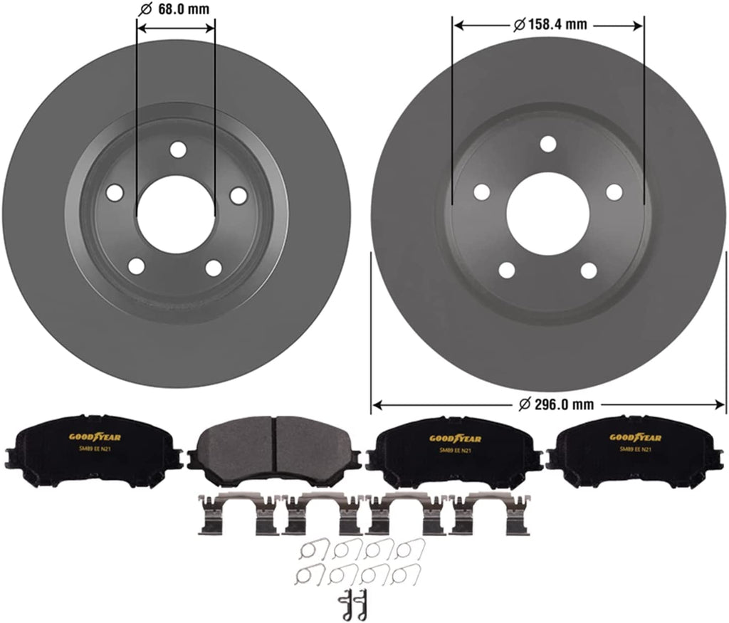 Front Brake Rotors & Carbon-Ceramic Pads for Nissan Qashqai Rogue Sport X-Trail