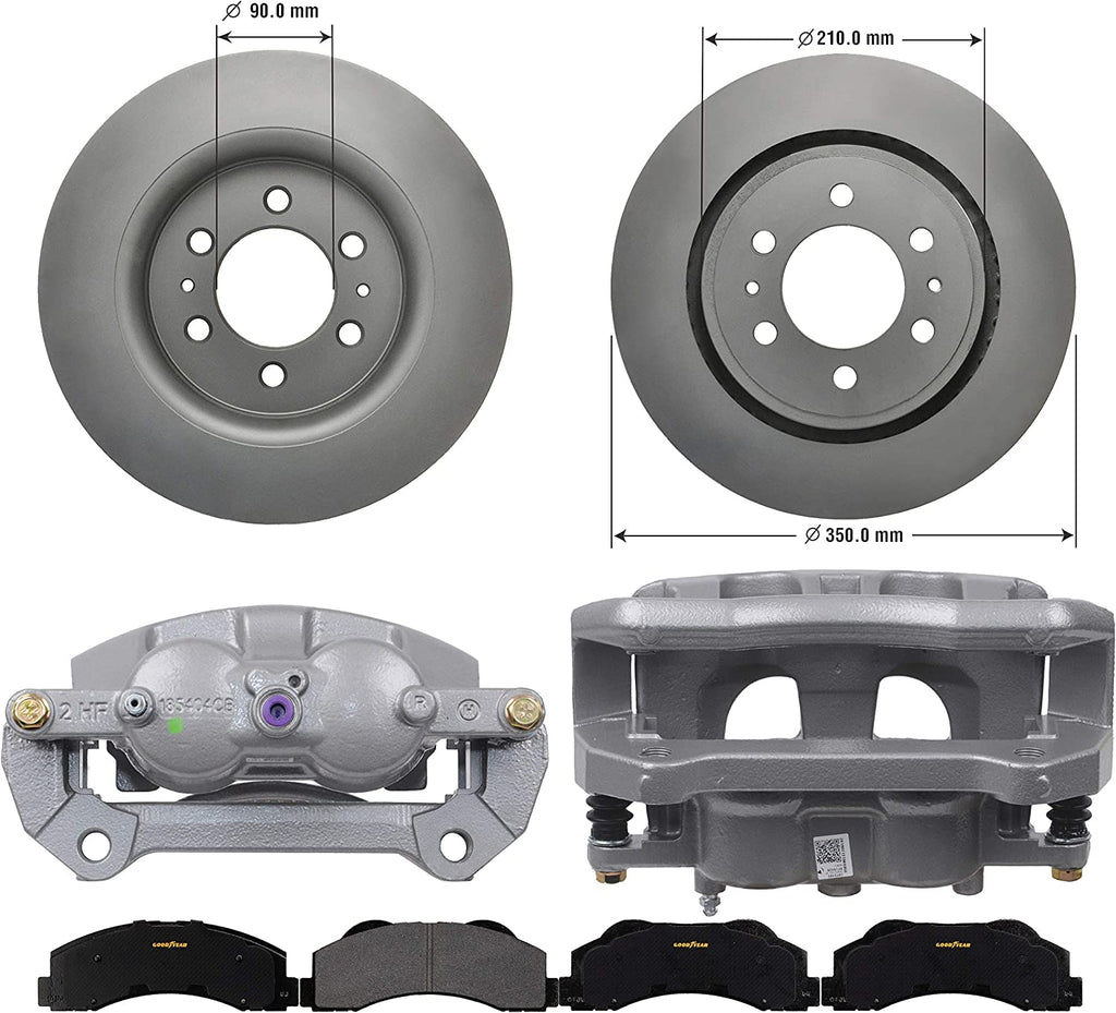 Front Brake Kit Calipers Rotors Ceramic Pads for 15-19 Ford F150